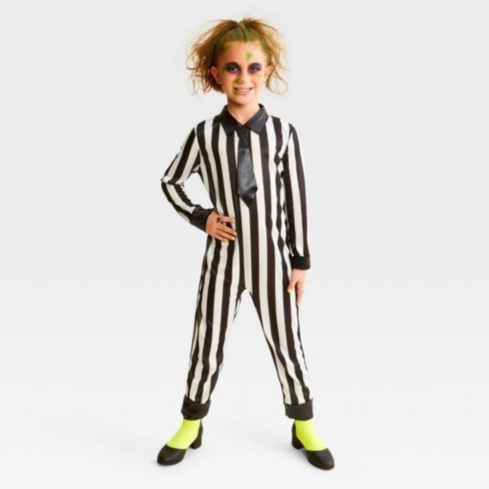Kids' Striped Jumpsuit Halloween Costume nwt like beetlejuice Look